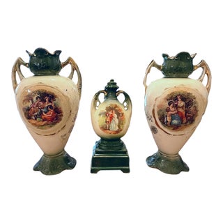 Antique Edwardian Wild & Adams 3-Piece Mantel Garniture Set - 1910s For Sale