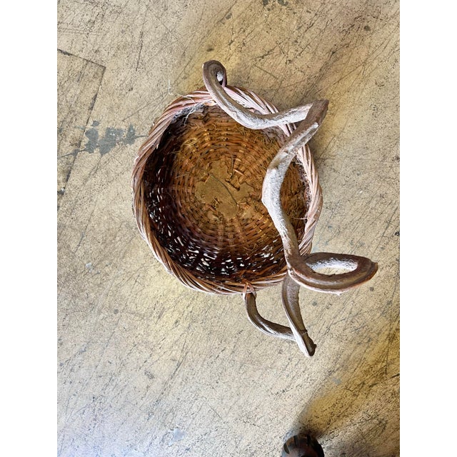 Rustic Early 20th Century Vintage Basket with Twisted Vine Handle For Sale - Image 3 of 6