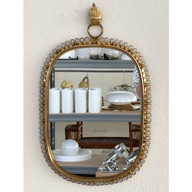 Mid-Century Modern Wall Mirror with Loop Frame and Wall Hook in Brass by Josef Frank for Svenskt Tenn, 1960s For Sale - Image 3 of 18