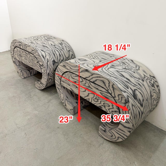 Vintage Pair of 1980s Postmodern Waterfall Nightstands. For Sale - Image 10 of 10