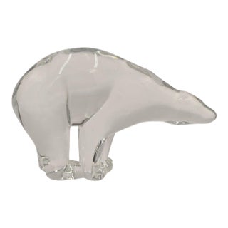 Baccarat Signed "Pompon Bear" Designed by Francois Pompon - Crystal Polar Bear Sculpture Figurine For Sale