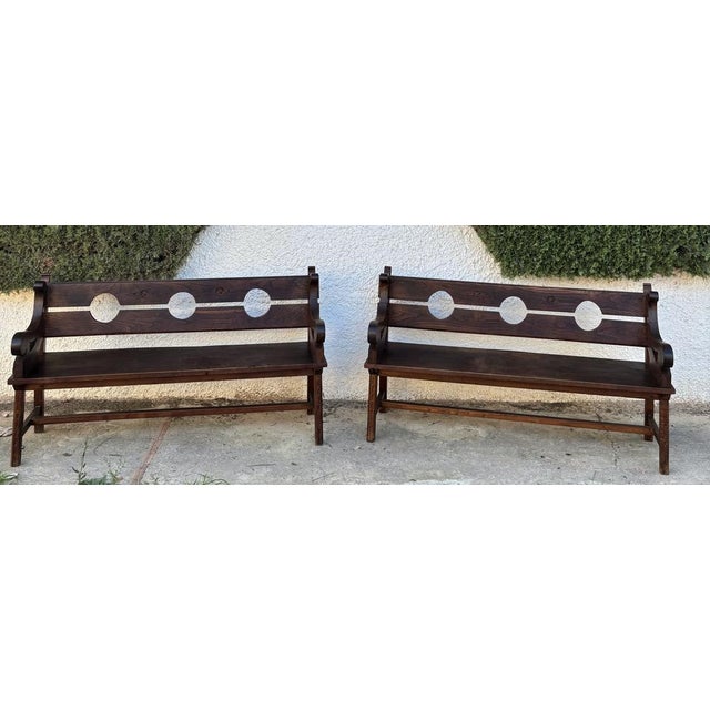 Spanish Handmade Wood Bench, Early 20th Century For Sale - Image 3 of 9