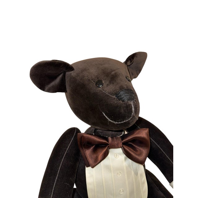 Children's 1984 Vintage Velvet Teddy Bear For Sale - Image 3 of 12