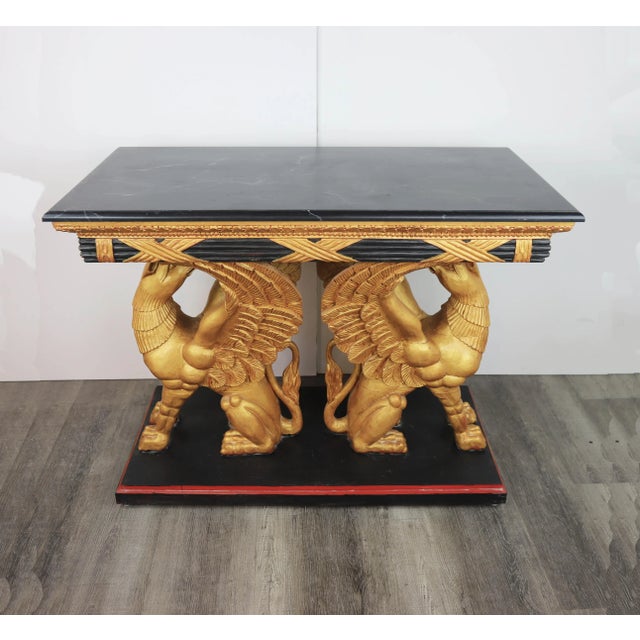 Baroque Vintage 19Century Carved Giltwood Console Table For Sale - Image 3 of 12