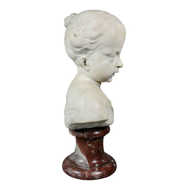 French Louis XVI Marble Bust of a Young Boy For Sale - Image 3 of 7