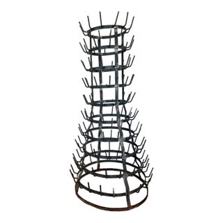 Vintage French Iron Wine Drying Rack Bottle Tree For Sale
