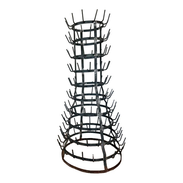 Vintage French Iron Wine Drying Rack Bottle Tree For Sale
