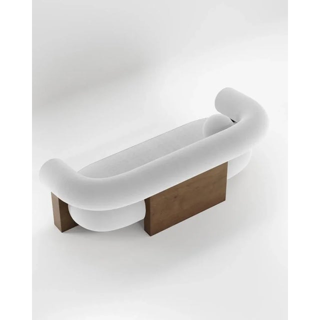 Cassete Sofa in Boucle White and Smoked Oak by Alter Ego for Collector For Sale - Image 4 of 5