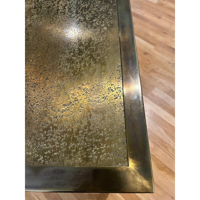 1970’s Mastercraft Attributed Brass Clad Faux Bamboo and Burl Wood 3 Drawer Console Table For Sale - Image 9 of 13