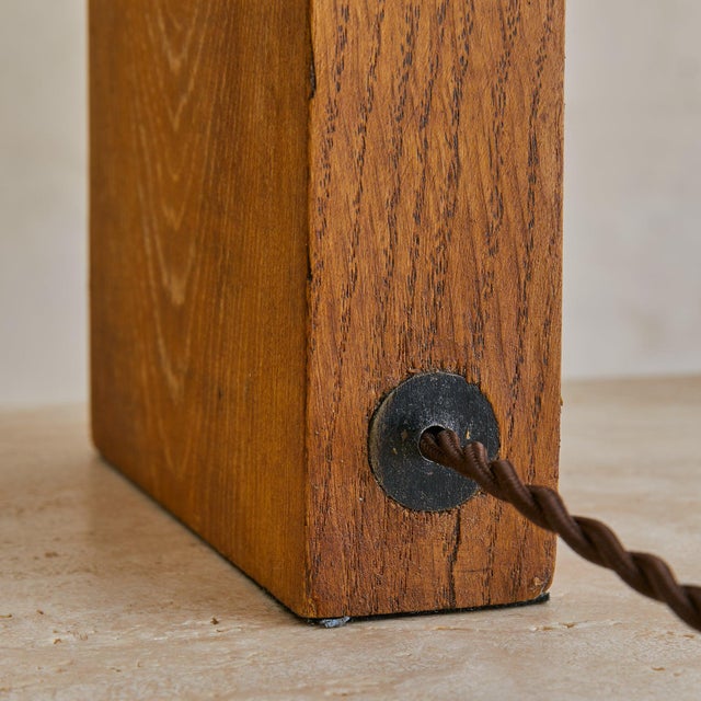 Brown French Wooden Table Lamp with Veneer Shade, 1960s For Sale - Image 8 of 11