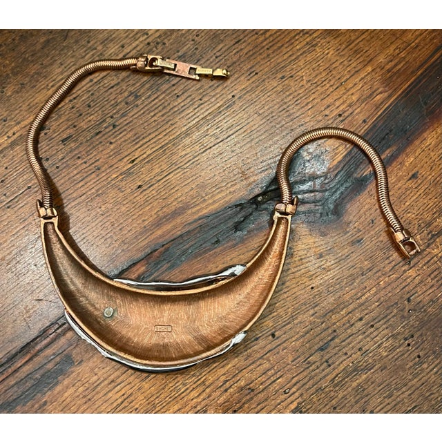 1980s 1980s Monet Modernist Copper and Silver Necklace For Sale - Image 5 of 10