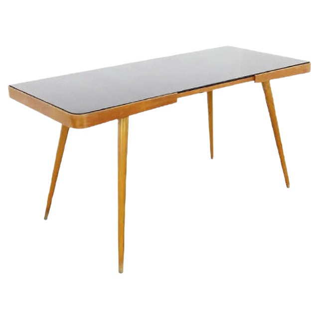 Mid-Century Glass and Wood Coffee Table, 1960s For Sale