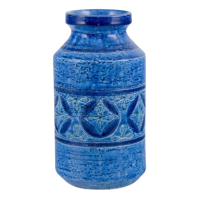 Large Vase in Rimini Blue Glazed Ceramic by Aldo Londi for Bitossi, 1960s For Sale