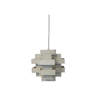 Mid-Century Geometric White Wood Pendant Light For Sale