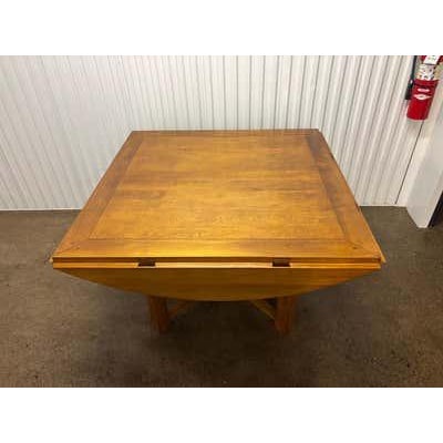 Expandable Wood Dining Table, Light Walnut Stain, Modern Design, 1990 For Sale - Image 10 of 17
