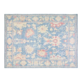 Contemporary Pakistani Oushak Hand Knotted Wool Rug, 10X13'7 For Sale