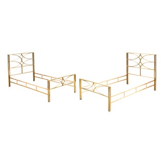Vintage Italian Brass Beds, 1970s, Set of 2 For Sale