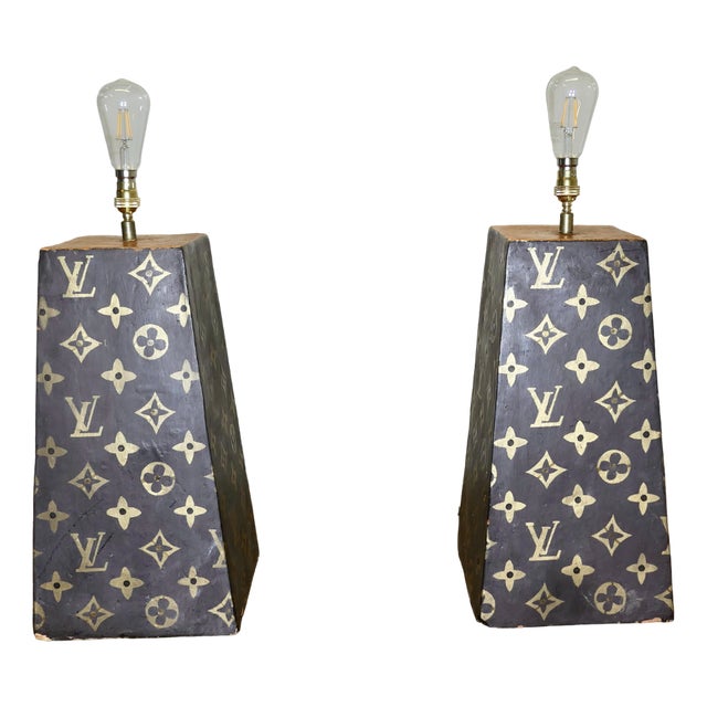 Terracotta Painted Lamps, 1970s, Set of 2 For Sale