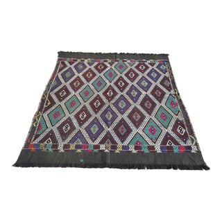 1960s Vintage Turkish Handknotted Small Kilim Rug - 60"x65" For Sale