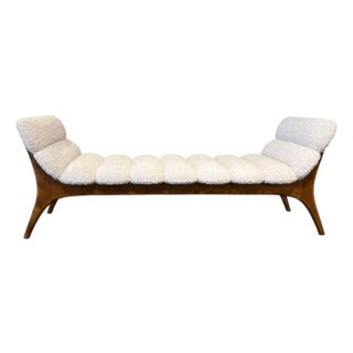 Mid 20th Century Mid-Century Italian Ash Bench With Boucle For Sale