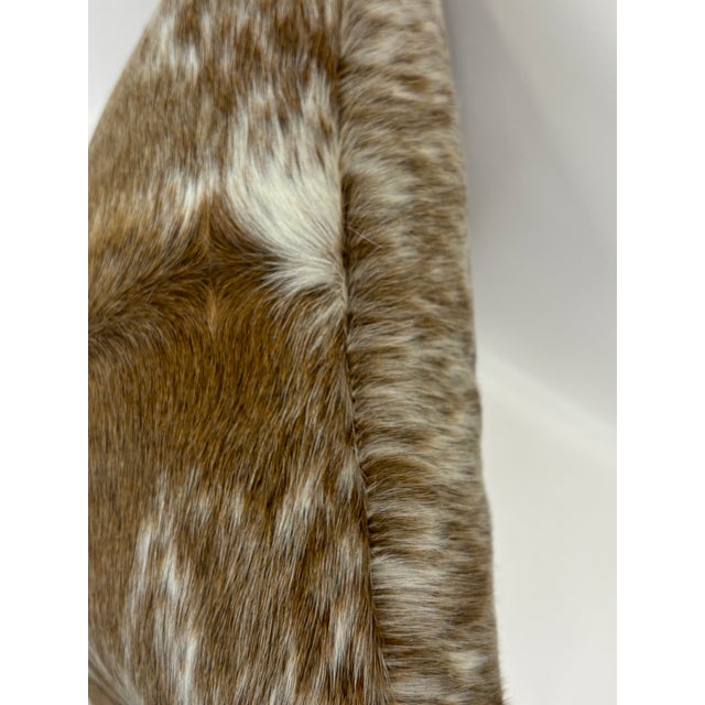 Chestnut Reversible 18” X 18” Premium Brazilian Speckled Cowhide Pillow Cover – Short Hair - Handcrafted by Pablo Sota Designs For Sale - Image 8 of 11