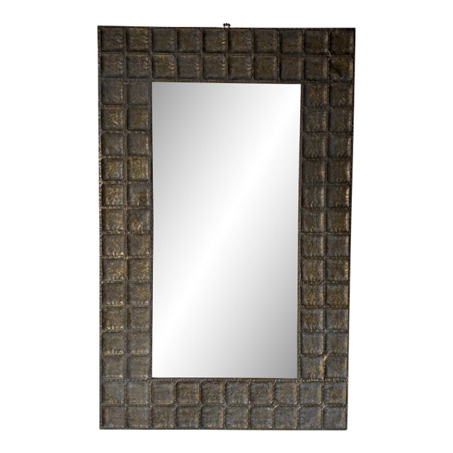 Vintage Brutalist Metal Wall Mirror by Uttermost/ Sold For Sale
