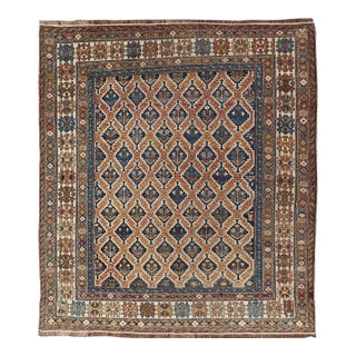 Antique Caucasian Shirvan Rug With Geometric Lattice Tribal Design Pattern For Sale
