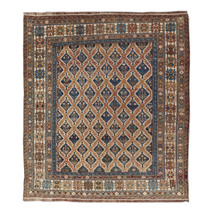 Antique Caucasian Shirvan Rug With Geometric Lattice Tribal Design Pattern