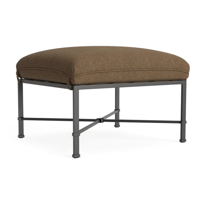 Brown Jordan Venetian Ottoman, Textured Pewter frame with Fusion Moccasian fabric For Sale - Image 12 of 12