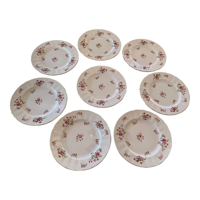 Vintage English Bone China Salad or Dessert Plates Set of 8 For Sale