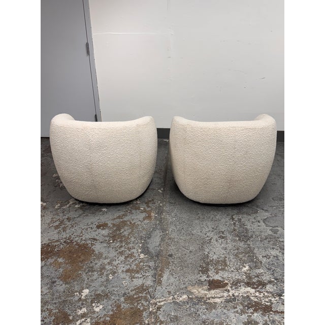 2020s Goop for Cb2 Gwyneth Boucle Swivel Chairs, Pair For Sale - Image 5 of 12