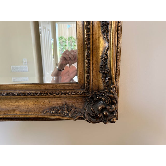 Ornate Wood Gold Leaf Lacquered Mirror For Sale - Image 9 of 10
