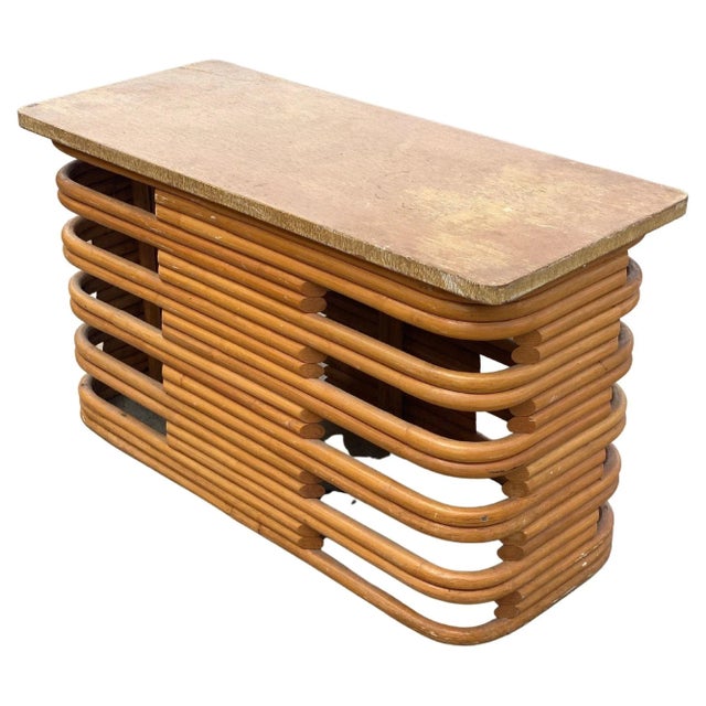 Restored MCM Frankl Style Six-Strand Rattan Sofa, Table, Chair Livingroom Set For Sale - Image 4 of 14