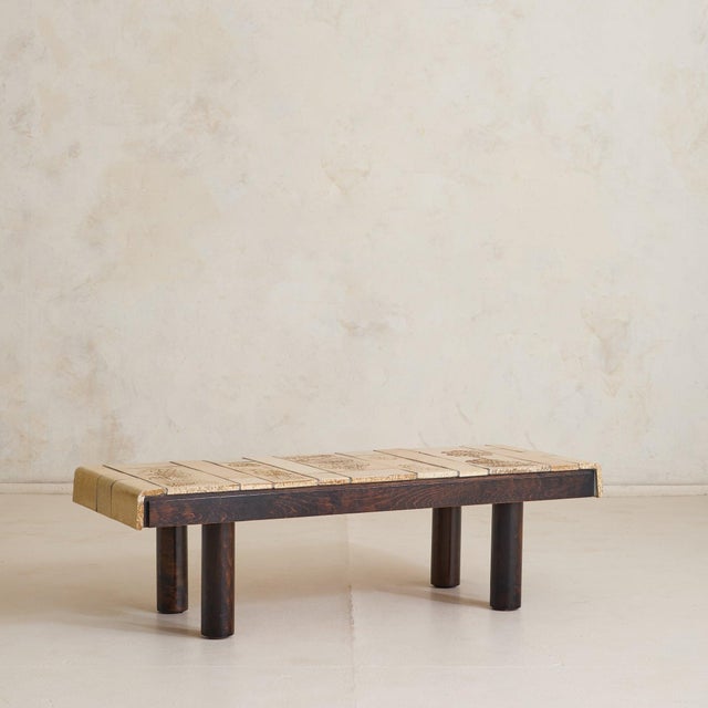 Mid-Century Modern French Figural Ceramic Tile Coffee Table by Roger Capron, 1970s For Sale - Image 3 of 11