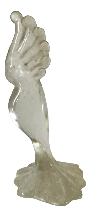 1981 Austin Productions Frosted and Clear Lucite Acrylic Cockatoo Parrot Sculpture Signed