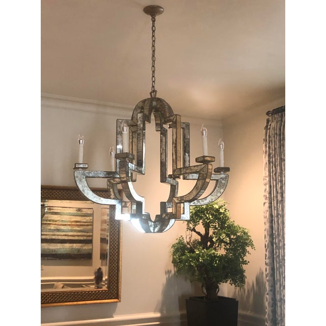 Niermann Weeks Lido Antiqued Mirror Chandelier – 6 Light – 38” Diameter For Sale - Image 17 of 18