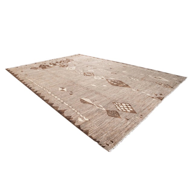 2010s Large Modern Moroccan-Style Tribal Wool Rug 12 Ft 2 in X 17 Ft 6 In For Sale - Image 5 of 13