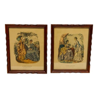 La Mode Illustree Framed French Fashion Prints a Pair For Sale