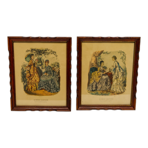 La Mode Illustree Framed French Fashion Prints a Pair