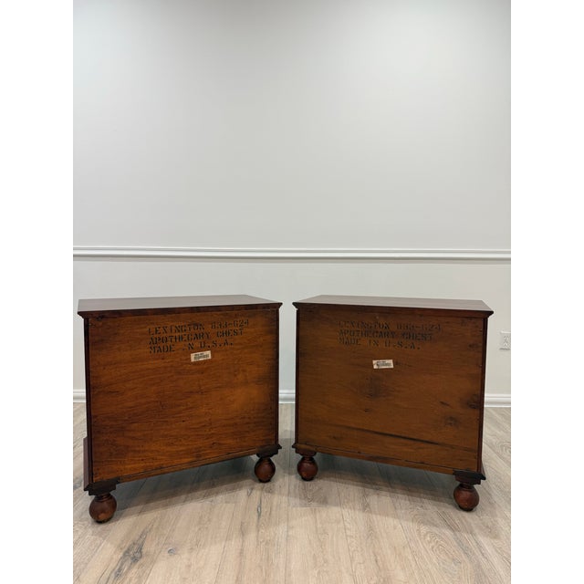 1990s Lexington Bob Timberlake Cherry Apothecary Style Chest Nighstands, A Pair For Sale - Image 12 of 12