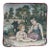 Vintage French Bucolic Tapestry Pillow With Young Woman, Small Child, and a Dog For Sale