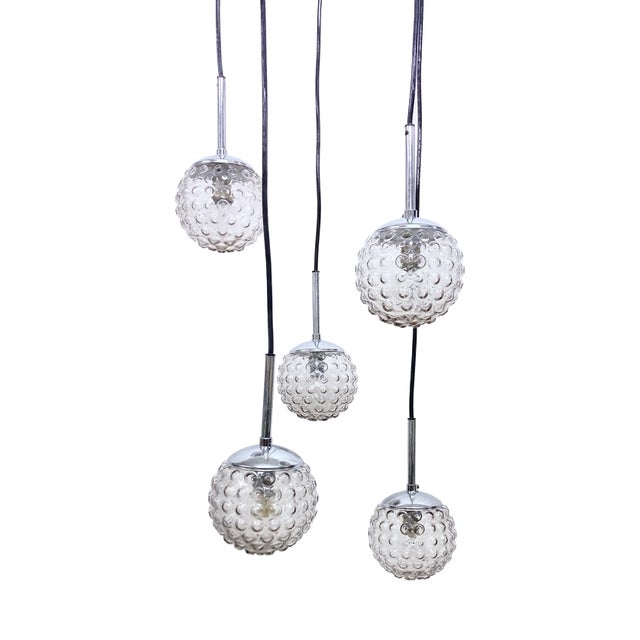 Space Age Cascade Pendant Light in Glass and Chrome by Rolf Krüger for Staff, 1960s For Sale