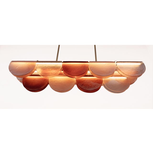 2000 - 2009 Italian Murano Glass and Brass Modular Linear Pendant in Pink and Red, 2000 For Sale - Image 5 of 14