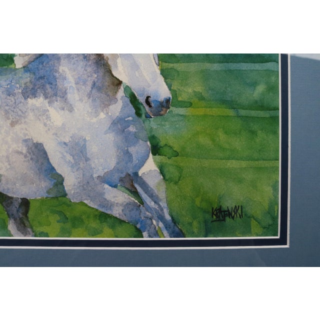 Early 21st Century Outsider Folk Art Dapple-Gray Horse Portrait Watercolor by Ron Krajewski For Sale - Image 5 of 8