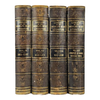 Antique Library of the Worlds Best Literature Books- Set of 4 For Sale