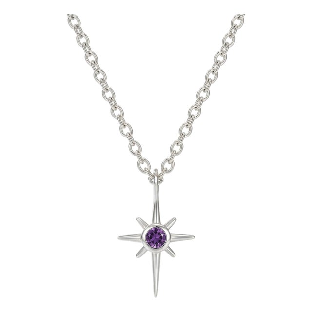 Amethyst Northen Star Pendant, February Birthstone Pendant for Woman For Sale