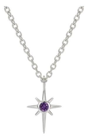 Amethyst Northen Star Pendant, February Birthstone Pendant for Woman