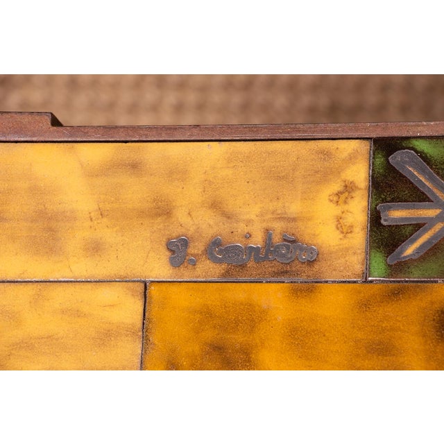 Coffee Table in Glazed Ceramic with Steel Base by Jean Garbero for Vallauris, 1950s For Sale - Image 10 of 16