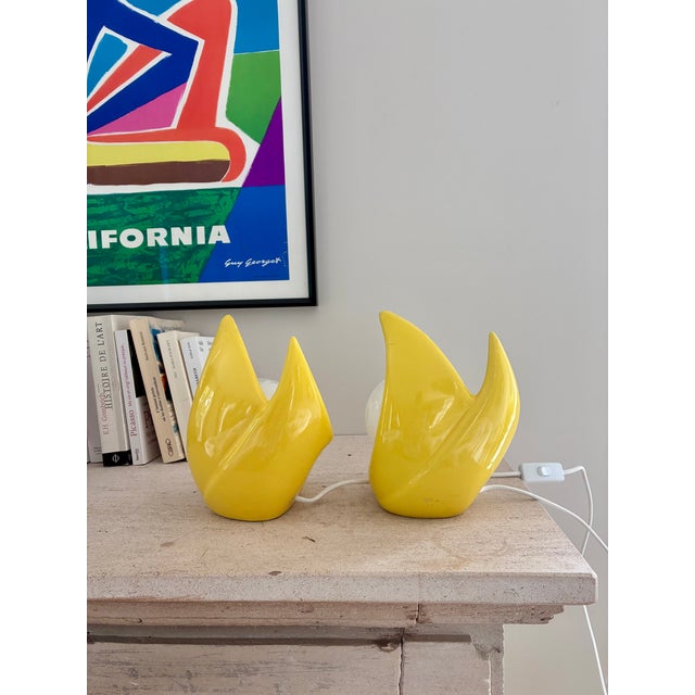 Bright Yellow Pop Table Lamps, 1980, Set of 2 For Sale - Image 4 of 5