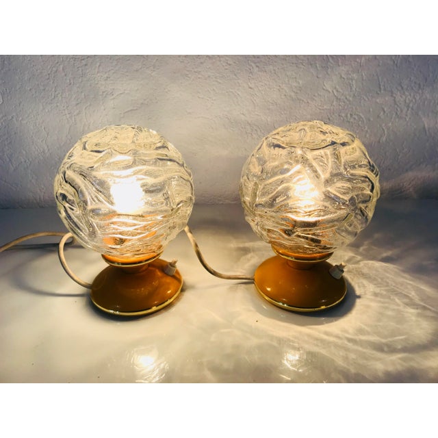 Mid-Century Modern Vintage Glass Table Lamps, 1970s, Set of 2 For Sale - Image 3 of 8